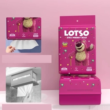 [1 Bích Đủ 400gam 200 Tờ] Giấy lau đa năng Gấu Dâu Lotso mềm mại, không chất tẩy rửa, an toàn cho da, tiện lợi, giá chỉ 39.900₫ 3
