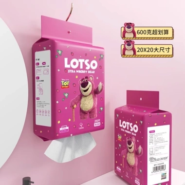 [1 Bích Đủ 400gam 200 Tờ] Giấy lau đa năng Gấu Dâu Lotso mềm mại, không chất tẩy rửa, an toàn cho da, tiện lợi, giá chỉ 39.900₫ 9