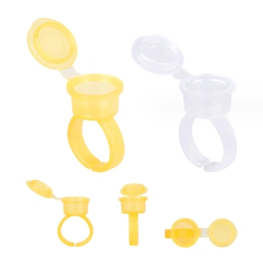 1 túi 50 chum nhẫn nhựa cứng nắp kín ngăn đổ mực xăm tiện lợi giảm giá 42.500 VND