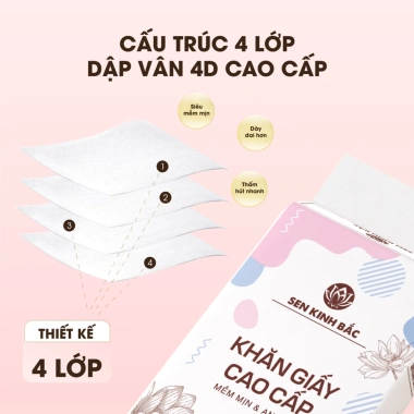 10 Bịch Giấy Treo Tường Sen Kinh Bắc 1.100 tờ 4 lớp mềm mịn, 100% bột gỗ - 96.000đ 4