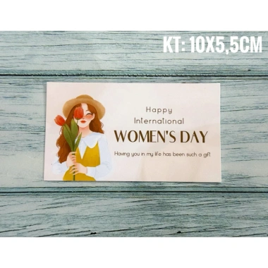 10 chiếc card thiệp đơn chúc mừng Quốc tế Phụ Nữ 8/3 - Tặng ghim cài, 19.000₫ 2