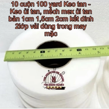 10 cuộn 100 yard Keo tan ủi vải, mếch mex 1-2cm, kết dính 2 lớp - Giá 63.500đ 4