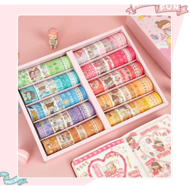 10 Cuộn Washi Tape Dễ Thương - Trang Trí Bullet Journal, Sổ, Nhãn Sticker, Giá 25.250₫