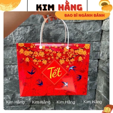 10 Hộp Én Xuân Đỏ Size L - Hộp Quà Tết 3 Hủ PET 1.000ml hoặc 6 Hủ PET 500ml, Quai Xách Cao Cấp, Giá chỉ 139.000 VND