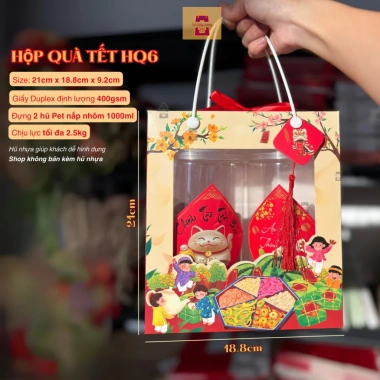 10 Hộp Giấy Quà Tặng Tết + 2 Hũ PET 1.000-1.200ml Bánh Kẹo Hạt Ngũ Cốc Hạt Điều Macca Giá ưu đãi 129k