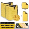 10 khăn lau Microfiber chuyên dụng ô tô – Siêu thấm hút, hai mặt vàng xám, giá chỉ 80.000₫