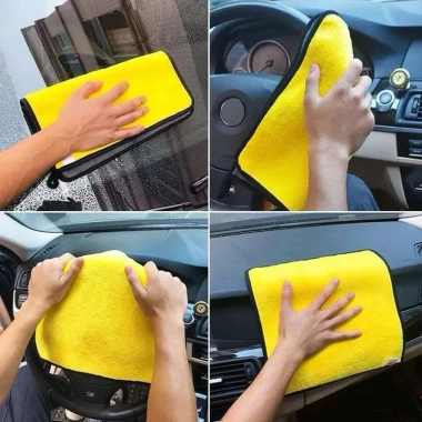 10 khăn lau Microfiber chuyên dụng ô tô – Siêu thấm hút, hai mặt vàng xám, giá chỉ 80.000₫