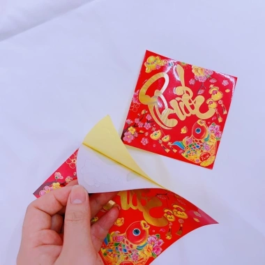 10 Miếng Decal Tết sẵn keo in nhũ - Giá ưu đãi 15.000, trang trí nhanh, bền đẹp