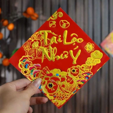 10 Miếng Decal Tết sẵn keo in nhũ - Giá ưu đãi 15.000, trang trí nhanh, bền đẹp
