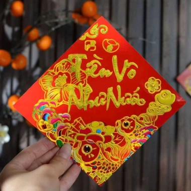 10 Miếng Decal Tết sẵn keo in nhũ - Giá ưu đãi 15.000, trang trí nhanh, bền đẹp