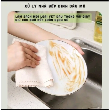 10 miếng Khăn Lau Xơ Mớp Đa Năng Tách Dầu Mỡ Siêu Thấm Hút Giá Ưu Đãi 80.000₫ 3