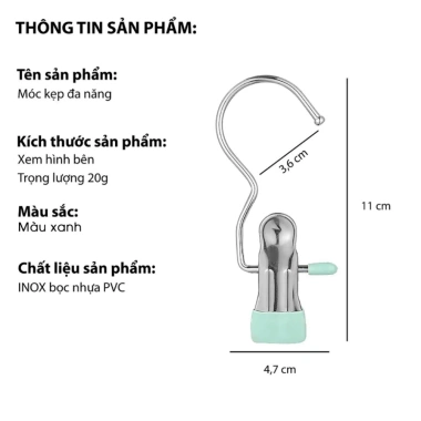 10 Móc Kẹp Quần Áo Inox Không Gỉ Đa Năng, Chống Trượt, Tiện Lợi - TKVA 402Set 2
