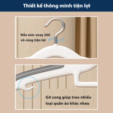 10 Móc treo quần áo HGHOME - Chống trượt, xoay 360, đa năng, nhựa cao cấp, chịu nặng, giá chỉ 55.000 VND