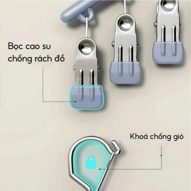 10 Móc Treo Quần Áo Kẹp Inox Chống Gỉ - Phơi Tất, Khăn, Đồ Lót, Tiết Kiệm Không Gian