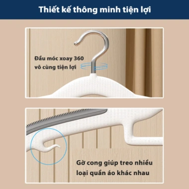 10 Móc Treo Quần Áo PTLUXURY Chống Trượt Xoay 360 Nhựa Cao Cấp, Giá 52.000₫