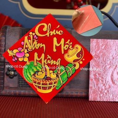10 tấm Decal giấy nhung - Dưa bưởi, dưa hấu, cá - Trang trí Tết chỉ 29k