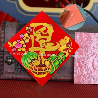 10 tấm Decal giấy nhung - Dưa bưởi, dưa hấu, cá - Trang trí Tết chỉ 29k