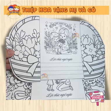 10 Thiệp 8/3 Size A4 Giấy Cứng Handmade Tô Màu - Quà Mẹ va Cô Giáo Giá Rẻ 12.900₫ 4