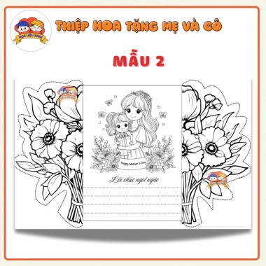 10 Thiệp 8/3 Size A4 Giấy Cứng Handmade Tô Màu - Quà Mẹ va Cô Giáo Giá Rẻ 12.900₫ 6