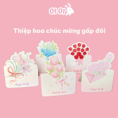 10 Thiệp Gấp Đôi Hoa Tinh Tế 8/3 20/10 Ngày Của Mẹ - Giá 49.000 VNĐ Thiệp Chúc Mừng Lễ Tình Nhân
