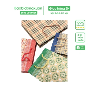 10 túi đựng quà giấy kraft cỡ to 2 quai cứng cáp – Giá rẻ 36.000 VNĐ, bao bì giấy 5