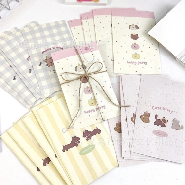 10 túi giấy kraft hoạt hình cún đáng yêu 10.5x17cm - Túi quà mini phong Hàn Quốc, bao bì decor 25.000₫