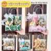 10 Túi Mica Vuông Quai Đen Đựng Hoa - Quà Tặng Nước Hoa, Bánh Kẹo, Bánh Thuyền - 129k