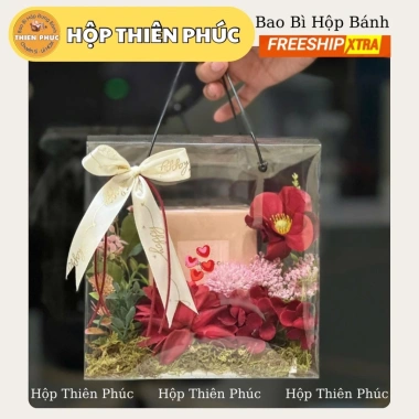 10 Túi Mica Vuông Quai Đen Đựng Hoa - Quà Tặng Nước Hoa, Bánh Kẹo, Bánh Thuyền - 129k 2