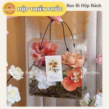 10 Túi Mica Vuông Quai Đen Đựng Hoa - Quà Tặng Nước Hoa, Bánh Kẹo, Bánh Thuyền - 129k 4