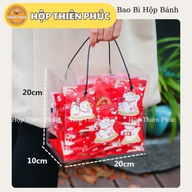 10 Túi Mica Vuông Quai Đen Đựng Hoa - Quà Tặng Nước Hoa, Bánh Kẹo, Bánh Thuyền - 129k 9