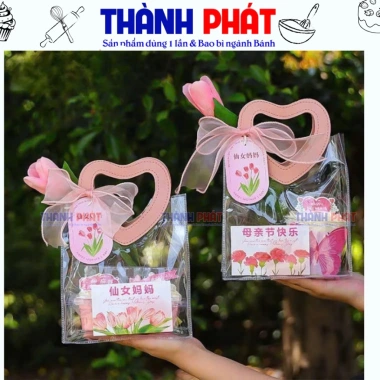 10 Túi PVC Trong Suốt Quai Tròn Đỏ Đựng Quà Tết và Giáng Sinh - Giá 89.000₫ Giảm từ 106.800