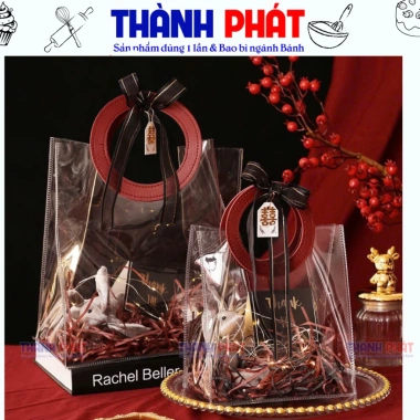 10 Túi PVC Trong Suốt Quai Tròn Đỏ Đựng Quà Tết và Giáng Sinh - Giá 89.000₫ Giảm từ 106.800
