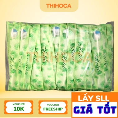 100 bộ bàn chải + kem túi Hoa xanh thanh lịch, dùng cho khách sạn, nhà nghỉ, chỉ 120k