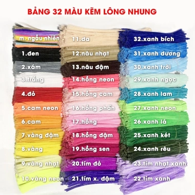 100 Cây Kẽm Lông Nhung 32 Màu Đồ Handmade - Giá Ưu Đãi 45.000 VND 2