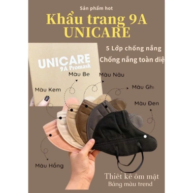 100 chiếc khẩu trang toàn mặt 9A UNICARE chính hãng kháng khuẩn, chống nắng, chống bụi mịn - 39.000đ