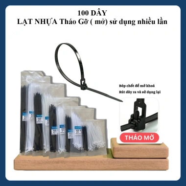 100 Dây Rút Nhựa Tháo Mở Được Đa Cỡ 4x150-5x300mm Giá Ưu Đãi 35k
