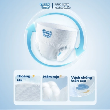 100 miếng Tushie Treats bỉm em bé Nhật, ôm sát, thấm 700ml, hút thoáng, S‑XXXL, giá 225k 7