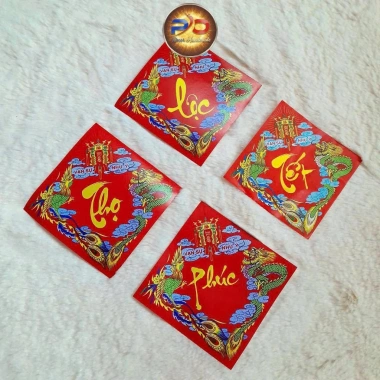 100 tem chữ TẾT PHÚC LỘC THỌ - Giấy dán dưa hấu, bánh chưng, pháo giấy, họa tiết rồng đẹp, chỉ 25.000₫