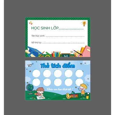 100 Thẻ đổi quà học sinh 90x54mm - Thẻ tích điểm, giá ưu đãi 25.000 VNĐ