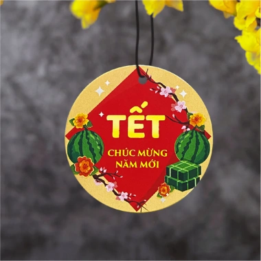 100 Thẻ Treo METALIZE Tết 5cm Lấp Lánh Chúc Mừng Năm Mới 1 mặt in - Giá 49k