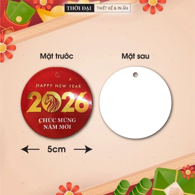 100 Thẻ treo Metalize Trang Trí Tết 2.026 Tròn Đỏ Lấp Lánh 5cm - Giá chỉ 49.000₫ 5