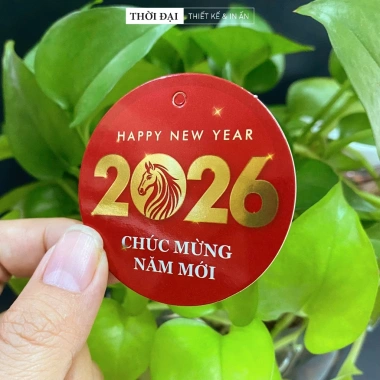 100 Thẻ treo Metalize Trang Trí Tết 2.026 Tròn Đỏ Lấp Lánh 5cm - Giá chỉ 49.000₫ 6