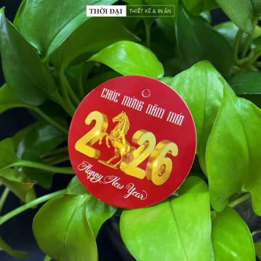 100 Thẻ treo Metalize Trang Trí Tết 2.026 Tròn Đỏ Lấp Lánh 5cm - Giá chỉ 49.000₫ 7