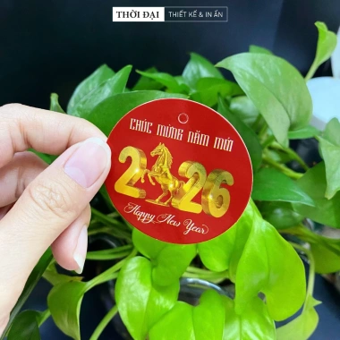 100 Thẻ treo Metalize Trang Trí Tết 2.026 Tròn Đỏ Lấp Lánh 5cm - Giá chỉ 49.000₫ 8