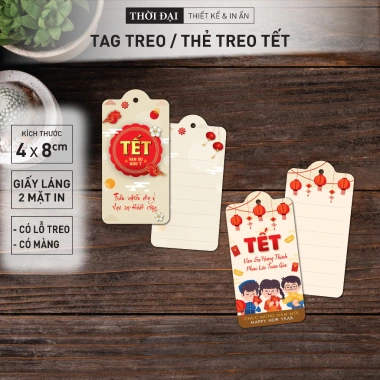 100 Thẻ treo Tết CMNM 4x8 cm - In 2 mặt, giá ưu đãi 45.000đ, chất lượng cao