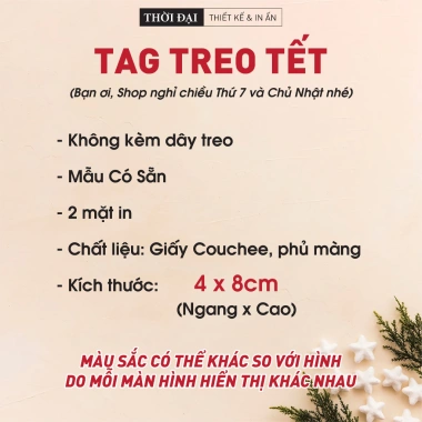 100 Thẻ treo Tết CMNM 4x8 cm - In 2 mặt, giá ưu đãi 45.000đ, chất lượng cao