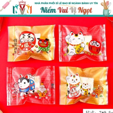 100 Túi Bánh Quy Tết 7x10cm Hạnh Nhân, Hoa Tuyết, Đựng Trà Hoa Dễ Thương