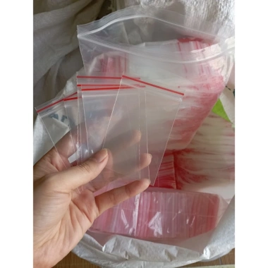 100 Túi Bóng Zip Chỉ Đỏ 6x8cm Đựng Gạo Muối Thuốc Hạt Khô - Giá 16.000 VND 2