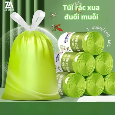 100 túi đựng rác hương ngải cứu 45x40, chất liệu dai dẻo, dây rút chống muỗi Giá 39.000₫ 8