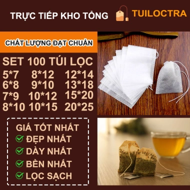 100 Túi Lọc Trà 16x21cm Vải Không Dệt Dây Rút - Giá Xưởng 52.500₫ 3